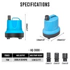 Submersible Water Pump 924 Gph Efficient For Aquarium Hydroponics Fish Tank Pond