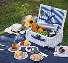 Picnic Basket Willow For 4  Large Wicker Hamper With Cooler  Blanket   Cutlery