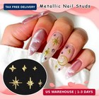 3d Star Metal Nail Art Charms  Mixed Styles Gold Metallic Studs Rhinestones Star