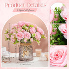 4 Bouquets Artificial Peonies Silk Flowers With Vase Faux Flower Arrangement Wit