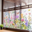 2 Pcs Flower Window Clings  Colorful Floral Bouquet Window Sticker  Pink white