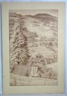 Vintage Pencil Drawing-farmland-rural Valley-appalachia -appalachian Landscape