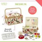 Sewing Basket With Tulip Floral Print Design- Sewing Kit Storage Box With Rem   