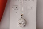 New Hypoallergenic Sterling Silver Necklace   Earrings Set-clear Oval Cut Stone