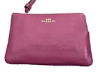 New Coach Raspberry Pebbled Leather Zip Wristlet Bag Nwt  88 00