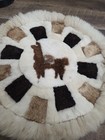 Vintage Alpaca Llama Fur Peruvian Hide Stitched Round Rug Wall Art Decor 27 