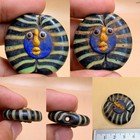 Near Eastern  Old  Phoenician Face Glass Bead Blue Yellow Eye Trade Bead
