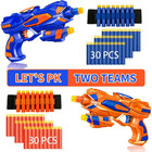 2 Pack Blaster Guns Boys Toy-with 60 Soft Foam Darts Bullets  2 Wrist Bands-    