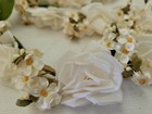 Vintage Millinery Fabric Flowers   Leaves Headband Bridal Wedding Lot Of 4