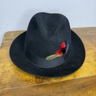 Vintage Dobbs New York Fedora Felt Hat Size 7 1 4 Made In Usa Black