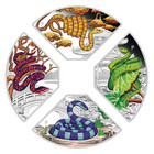 2025 Lunar Year Of The Snake Quadrant Silver  1 4-coin-set 4x 1oz Fan-shape