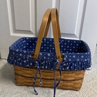 Longaberger 1996 Large Heartland Market Basket With Blue Accent Weave  Liner