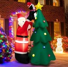6 Ft Inflatable Christmas Tree With Santa Claus And Penguin Decoration
