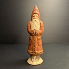 Antique Primitive Santa Small Hand Painted Folk Art Christmas Painted Metal