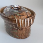 Vintage French Style Baekeoffe Terrine Pottery Casserole Dish Lid Floral 9 5   