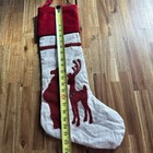 1 Pottery Barn Kids Christmas Stocking Santa Claus Reindeer Linen Velvet Holiday