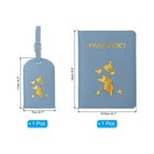 Passport Cover Holder And Luggage Tag Set Pu Suitcase Identifier  Sky Blue