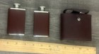 Vintage Colibri Double Sided Flask Barware Stainless Faux Leather Snap
