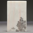 Chinese Inkstone With The Scene Of  pavilions And Boats On A Rosy Slope 
