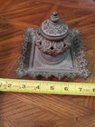 Antique Bronze   Brass     Ink Well With Glass Insert       A2