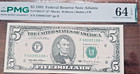 1995  5 Atlanta Star Note Pair Consecutive Low Serials Pmg 64 Epq