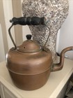 Antique Copper brass  Kettle 23cm Tall No Dents Camping  hon Wooden Handle
