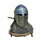 Medieval Steel Helmet 18 Gauge Warrior Knight Bascinet Chainmail Helmet Gift