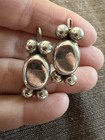 Vintage Taxco Mexican Modernist Sterling Silver Earrings Tl-iii Oval   Puff