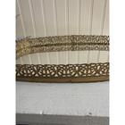 Vintage Gold Metal Oval Mirror Tray Filigree Ormolu Vanity Dresser Tray   16 X 9