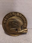 Vtg Rare Round Brass Denver Broncos Belt Buckle 2 5  W helmet Unmarked