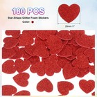180pcs Glitter Foam Stickers 1  Self-adhesive Heart-shape Stickers Red