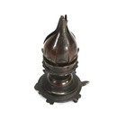 Burmese Bronze Lotus Flower Bud Candle Holder  19th Century  Rotating Opening