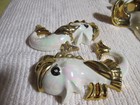 Set Of Three Vintage Bathroom Fish Wall Plaques Pearlized Gold Trim