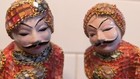 Pair Of Vintage Paper Mache Air India Maharajah With Mirrored Glass