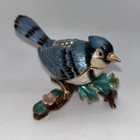 Blue Jay Jeweled Metal Enameled Trinket Box By Rita G Secret Jewels Line