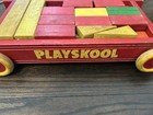 Vintage Playskool Wooden Wagons   Blocks Set Pull Toys 1950 s Set Of 2