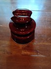 Vintage Locke  77 Hi Top Brown Ceramic Threaded Electric Telegraph Insulator