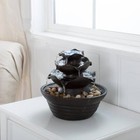 Indoor Three Tier Tabletop Fountain Led Lights Pump River Rocks Relaxation Decor