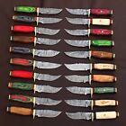 Set Of 20 Custom Handmade Damascus Steel 6  Skinner Hunting Knives W  Sheath Usa