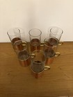 Set Of 6 Vintage Beucler Copper And Brass Irish Coffee Russian Tea Glasses