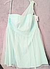 New Davids Bridal Prom Princess Dress Mint Green Chiffon Tulle One Shoulder