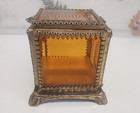 Antique  Vintage French Jewelry Trinket Casket Ormolu And Beveled Glass Box
