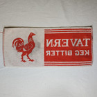 Vintage Tavern Keg Bitter Beer Bar Towel Uk Pub Promo 18 x 8  Red Rooster Logo