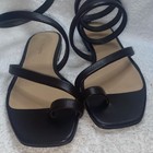 Veronica Beard Brown Leather Strappy Slip On Sandals Women s Casual Flat