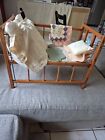 Vintage Whitney Bros 1950ish Wooden Doll Crib With Wooden Wheels