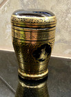 Burmese Lacquerware Black With Gold Gilt Betel Box With Lid