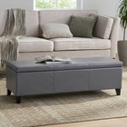 Skyler Grey Leather Storage Ottoman Bench