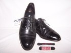 Vintage Men s Black Leather Cap Toe Shoes 9 5m W extra Shoelaces  26441 01718260