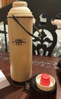 Vintage Thermos Vacuum Bottle W  Cup Lid     Beige   Black     Tested Hot Overnight