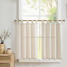 Linen Textured Tier Curtains Tab Top Cafe Curtains Kitchen Farmhouse 2 Panels